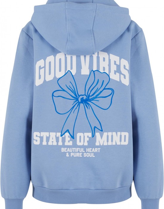Good Vibes Bow Ladies Fluffy Hoody powderblue XXL