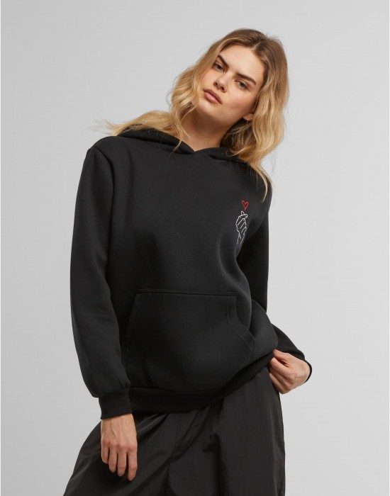 K Heart EMB Fluffy Hoody black XXL