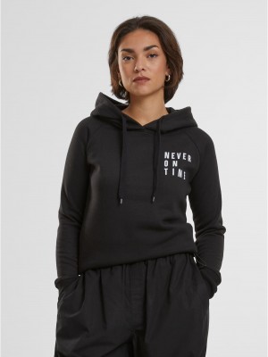 Ladies Never On Time  Hoody black XS