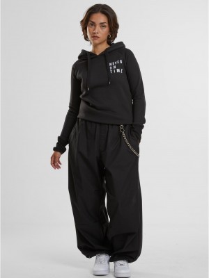 Ladies Never On Time  Hoody black XS