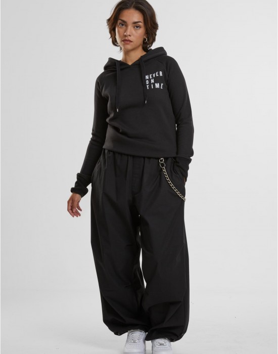 Ladies Never On Time  Hoody black XS