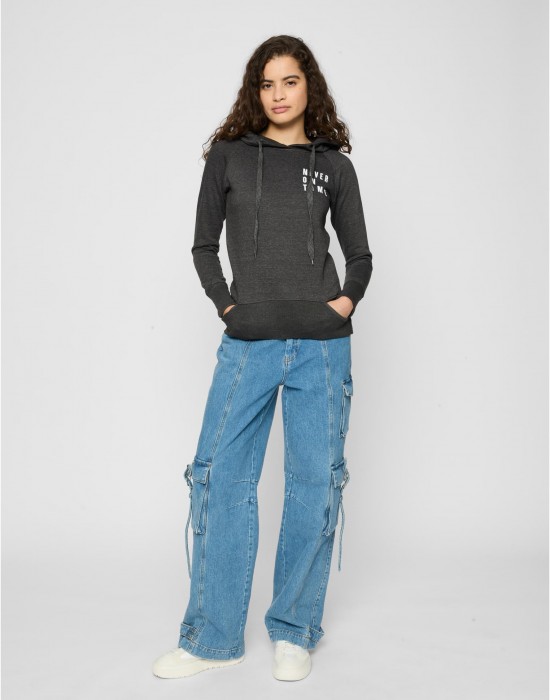 Ladies Never On Time  Hoody charcoal XS