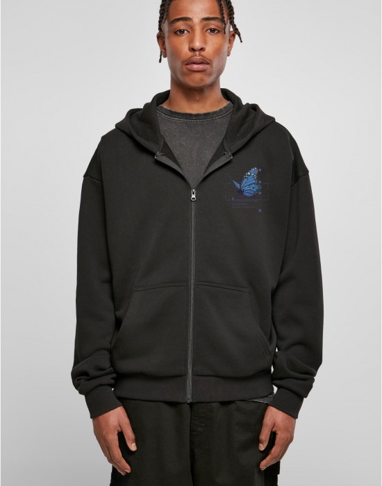 Grid Head Butterfly Oversize Zip Hoody black XXL