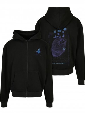 Grid Head Butterfly Oversize Zip Hoody black XXL