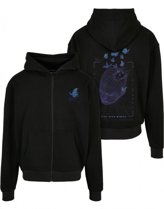 Grid Head Butterfly Oversize Zip Hoody black XXL