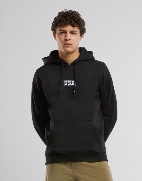 USA College Wording Patch Hoody black XXL