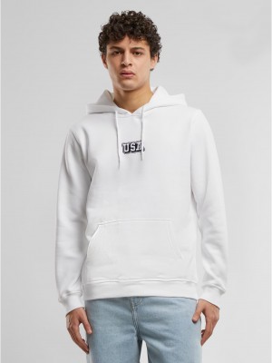 USA College Wording Patch Hoody white XXL