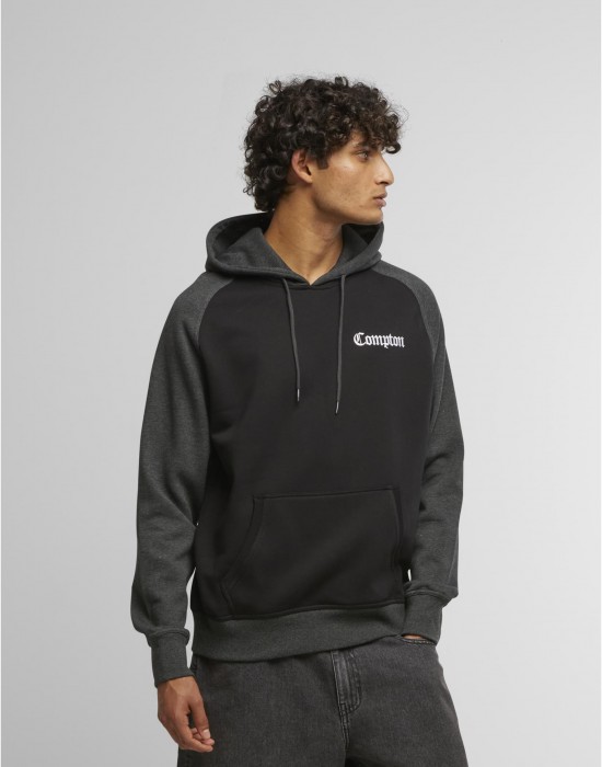 Compton Wording EMB Raglan Hoody blk/cha XXL Compton Wording EMB Raglan Hoody blk/cha XXL