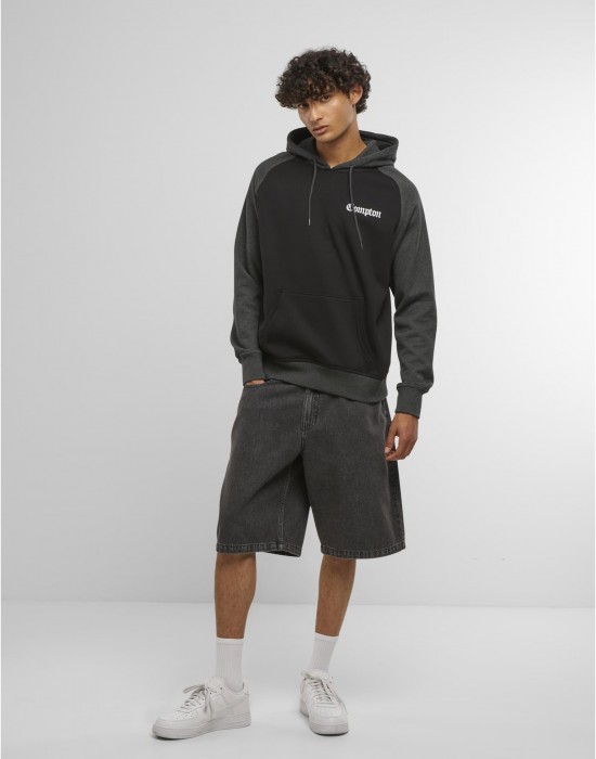 Compton Wording EMB Raglan Hoody blk/cha XXL Compton Wording EMB Raglan Hoody blk/cha XXL