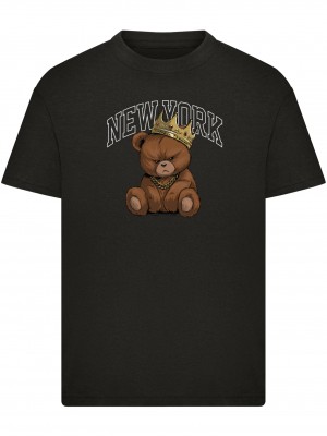 Детска Тениска Kids NY Crowned Bear Tee black 158/164