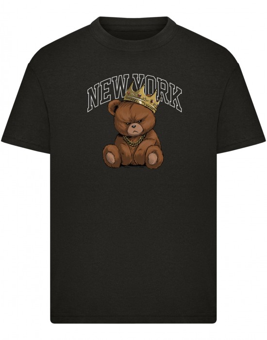 Детска Тениска Kids NY Crowned Bear Tee black 158/164