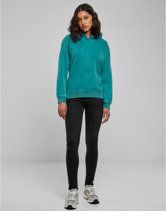 Суичър Ladies Stone Washed Hoody watergreen XXL