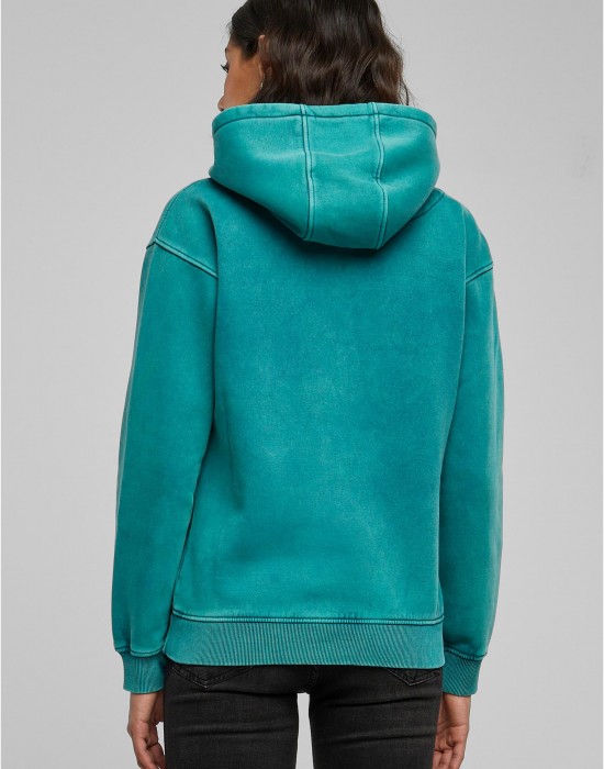 Суичър Ladies Stone Washed Hoody watergreen XXL