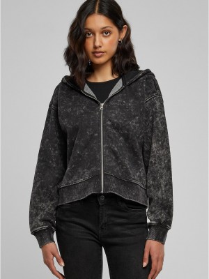 Суичър Ladies Short Oversized Towel Washed Zip Hoody black XXL