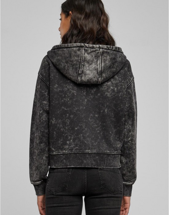 Суичър Ladies Short Oversized Towel Washed Zip Hoody black XXL