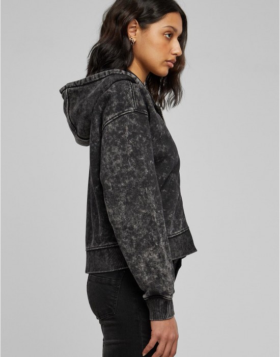 Суичър Ladies Short Oversized Towel Washed Zip Hoody black XXL