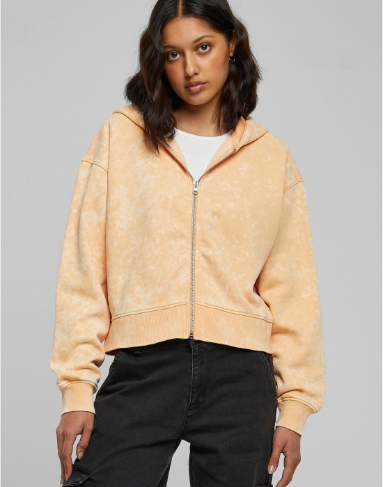 Суичър Ladies Short Oversized Towel Washed Zip Hoody paleorange XXL