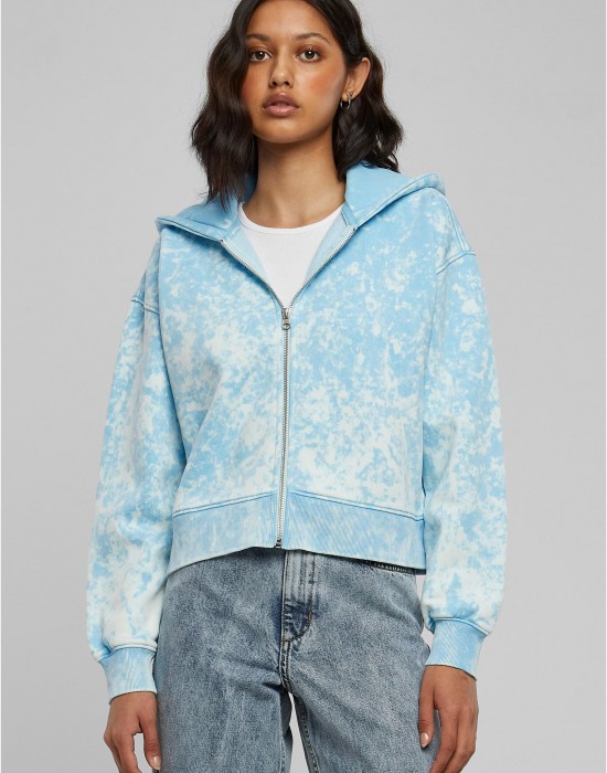 Суичър Ladies Short Oversized Towel Washed Zip Hoody balticblue XXL