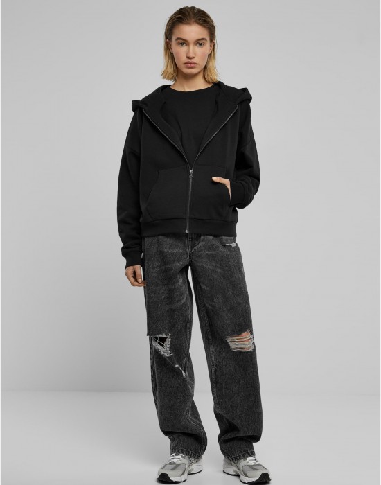 Суичър Ladies Boxy Zip Hoody black XXL