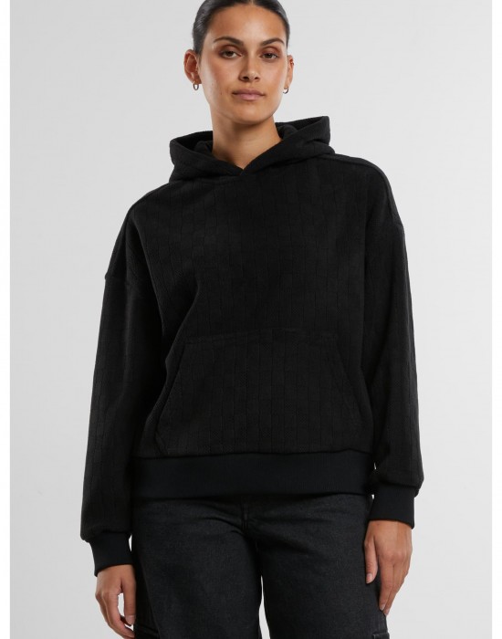 Суичър Ladies Jacquard Velvet Oversized Hoodie black XXL