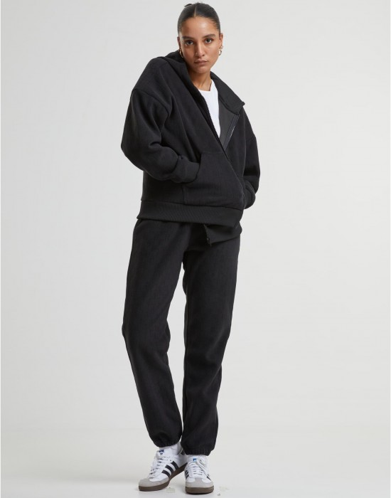 Суичър Ladies Jacquard Velvet Oversized Zip Hoody black XXL