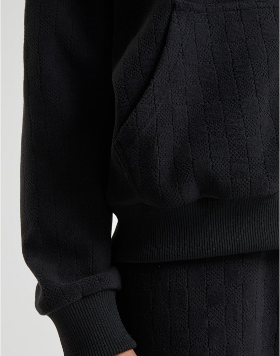 Суичър Ladies Jacquard Velvet Oversized Zip Hoody black XXL