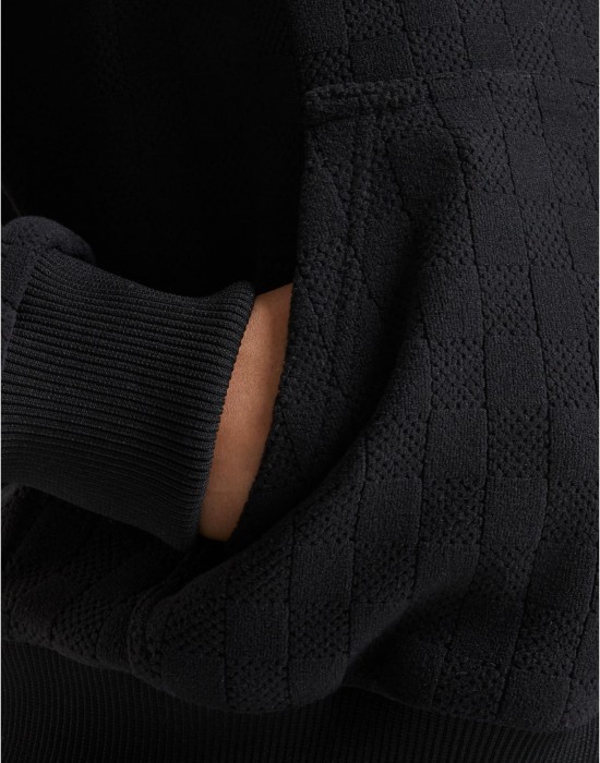 Суичър Ladies Jacquard Velvet Oversized Zip Hoody black XXL