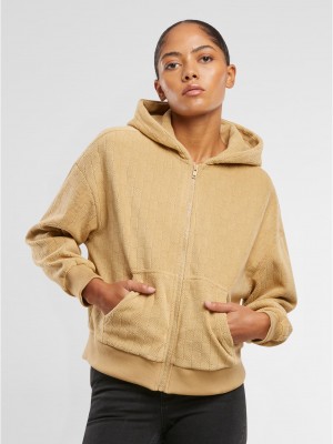 Суичър Ladies Jacquard Velvet Oversized Zip Hoody unionbeige XXL