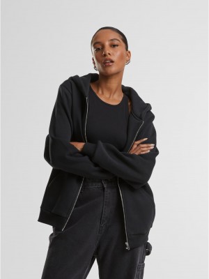 Суичър Ladies Fluffy Zip Hoody black XXL