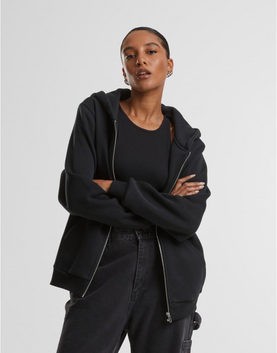 Суичър Ladies Fluffy Zip Hoody black XXL