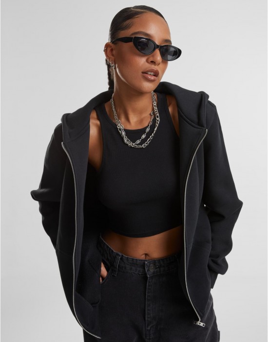 Суичър Ladies Fluffy Zip Hoody black XXL