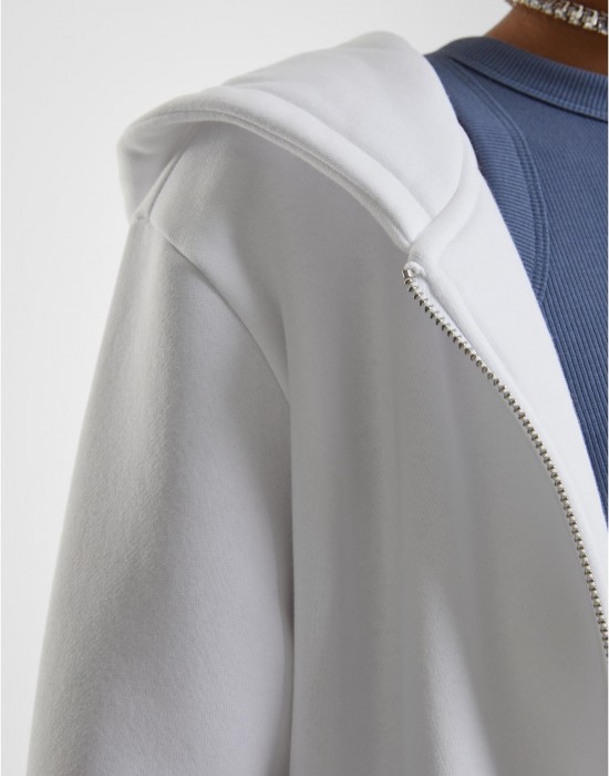 Суичър Ladies Fluffy Zip Hoody white XXL