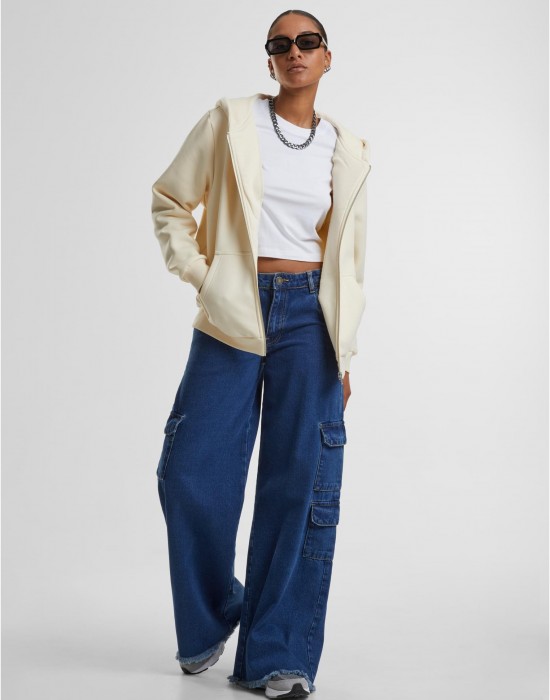 Суичър Ladies Fluffy Zip Hoody whitesand XXL