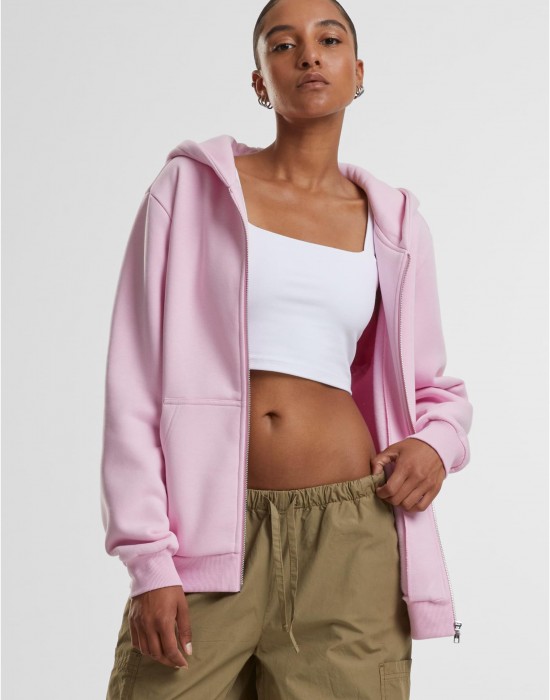 Суичър Ladies Fluffy Zip Hoody softpink XXL