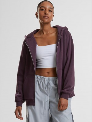 Суичър Ladies Fluffy Zip Hoody plumpurple XXL