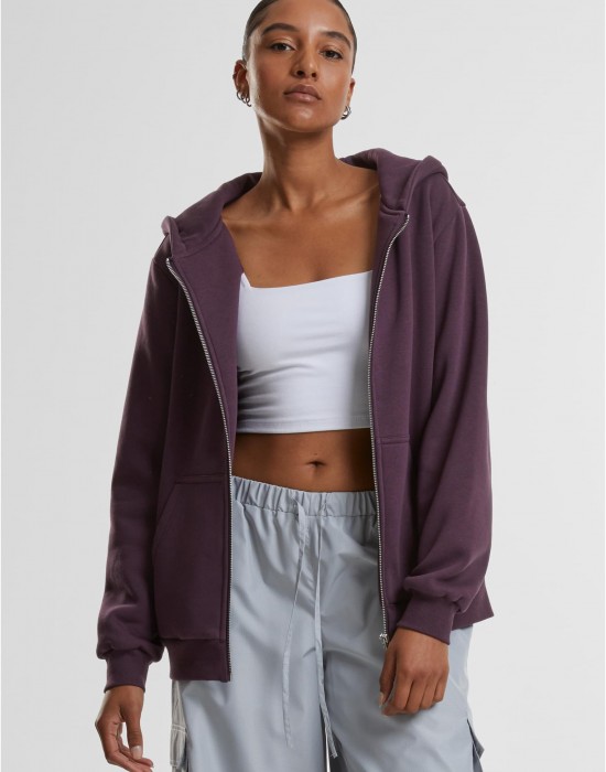 Суичър Ladies Fluffy Zip Hoody plumpurple XXL
