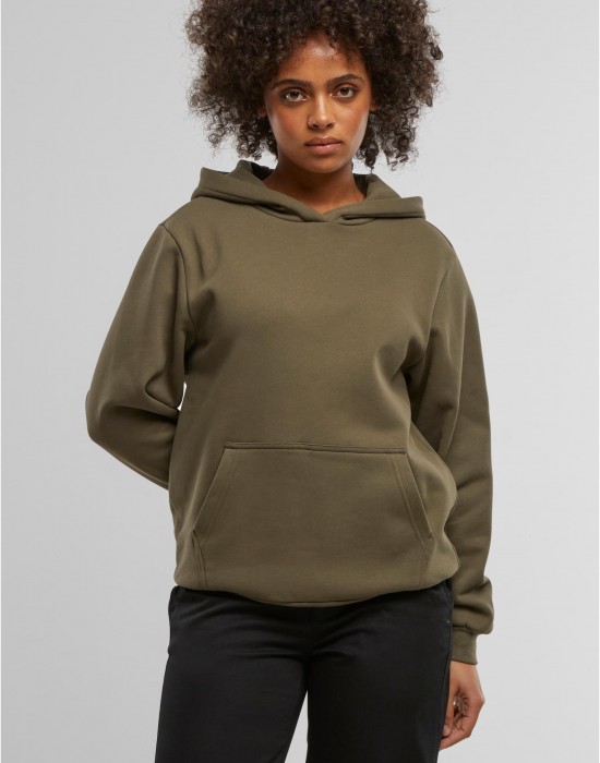 Суичър Ladies Loose Brushed Fleece Hoody olive XS