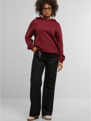 Суичър Ladies Organic Loose Brushed Fleece Hoody burgundy XS