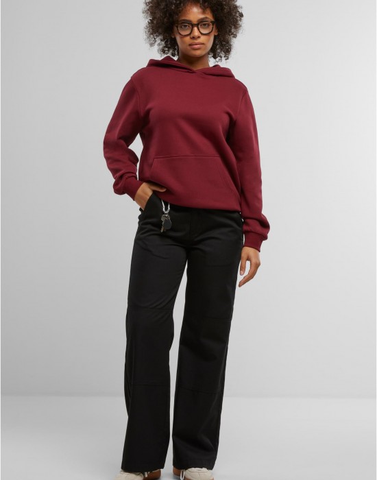 Суичър Ladies Organic Loose Brushed Fleece Hoody burgundy XS