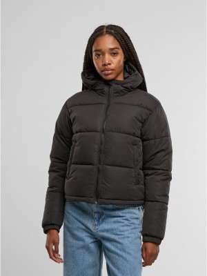 Суичър Ladies Peached Puffer Jacket With Hood black XXL