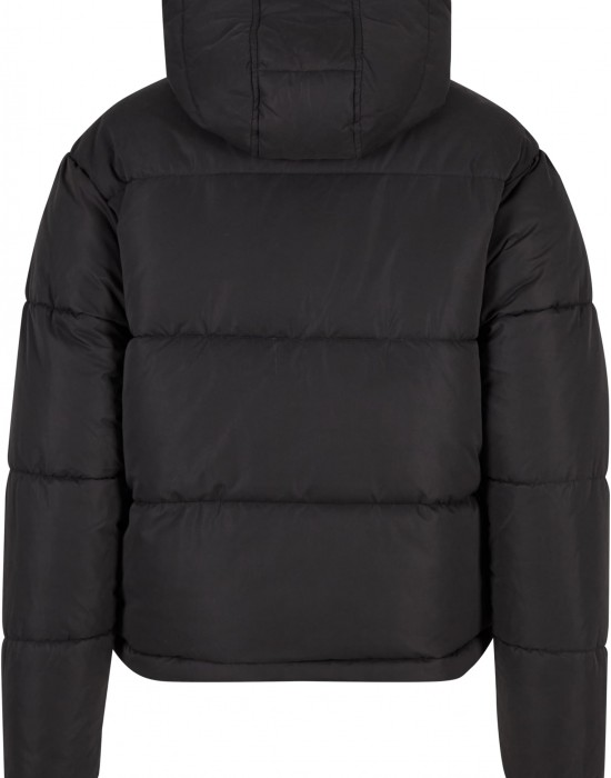 Суичър Ladies Peached Puffer Jacket With Hood black XXL