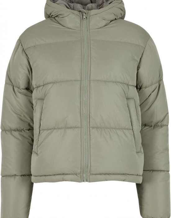 Суичър Ladies Peached Puffer Jacket With Hood paleolive XXL