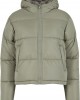 Суичър Ladies Peached Puffer Jacket With Hood paleolive XXL