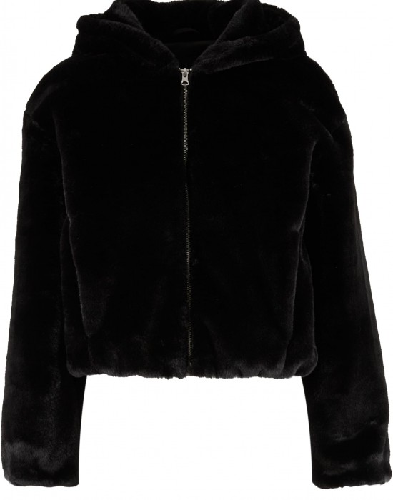 Суичър Ladies Full Zip Faux Fur Hoodie black XS
