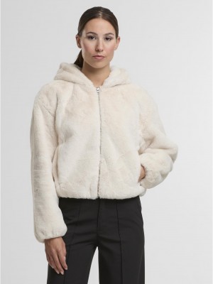 Суичър Ladies Full Zip Faux Fur Hoodie whitesand XS
