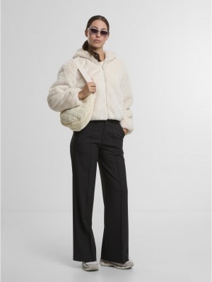 Суичър Ladies Full Zip Faux Fur Hoodie whitesand XS