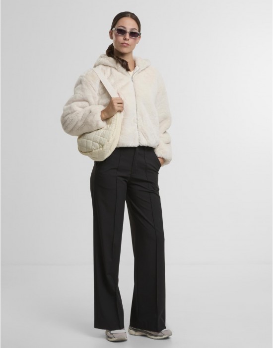 Суичър Ladies Full Zip Faux Fur Hoodie whitesand XS