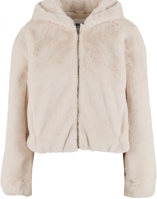Суичър Ladies Full Zip Faux Fur Hoodie whitesand XS