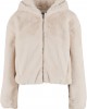 Суичър Ladies Full Zip Faux Fur Hoodie whitesand XS