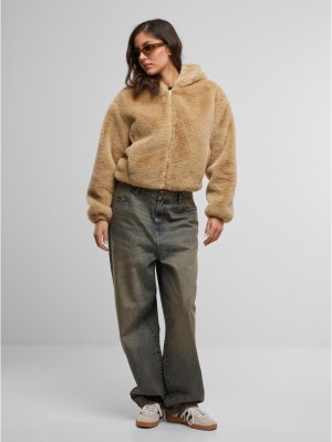 Суичър Ladies Full Zip Faux Fur Hoodie wetsand XS